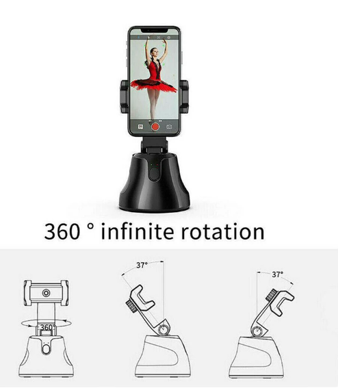 Soporte giratorio 360° para celular con seguimiento facial