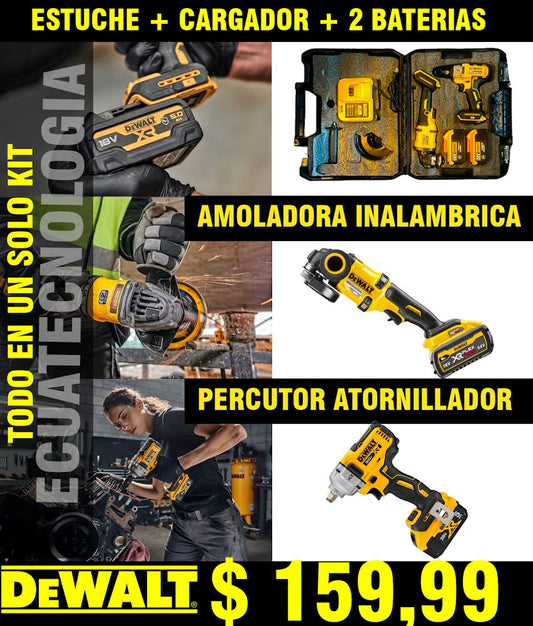 El kit DeWALT Llave de impacto Atornilladora + Amoladora